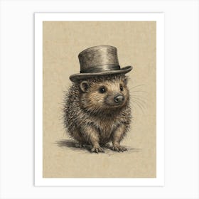 Hedgehog In Top Hat 2 Art Print