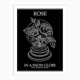 Rose In A Snow Globe Line Drawing 4 Poster Inverted Art Print