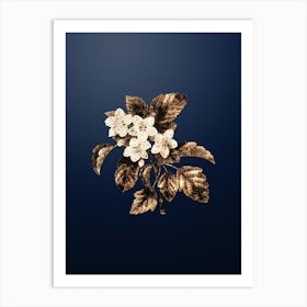 Gold Botanical Sweet Crabapple on Midnight Navy n.0085 Art Print