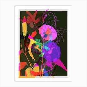 Morning Glory 3 Neon Flower Collage Art Print