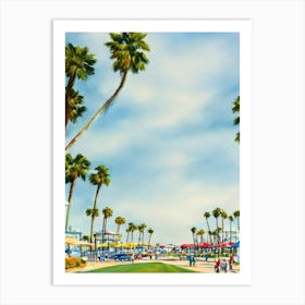 Huntington Beach, California Contemporary Illustration   Art Print