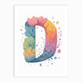 Colorful Letter D Illustration Art Print