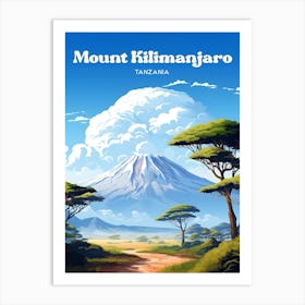 Mount Kilimanjaro Tanzania Adventure Travel Art Illustration Art Print