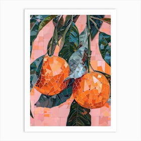 Disco Ball Orange Tree Mosaic Painting Kitchen Art Print