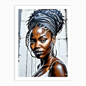 Graffiti Mural Of Beautiful Black Woman 386 Art Print