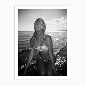 Beach Girl Black And White Photography Art Print