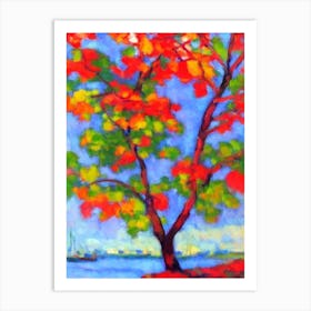 Red Maple tree Abstract Block Colour Art Print