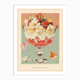 Retro Layered Strawberry Dessert Collage 1 Poster Art Print