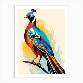 Colourful Geometric Bird Pheasant 4 Art Print