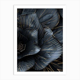 Black And Gold Flower 1 Art Print