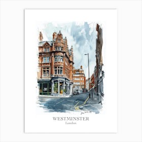 Westminster London Borough   Street Watercolour 2 Poster Art Print