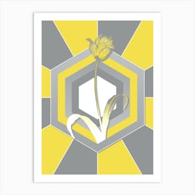 Vintage Didier's Tulip Botanical Geometric Art in Yellow and Gray n.089 Art Print