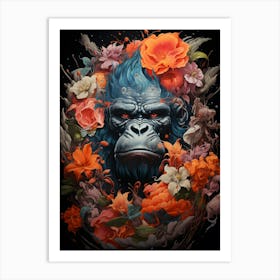 Gorilla With Flowers 1 Art Print