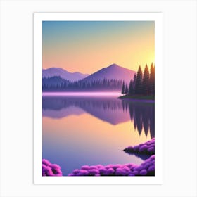 Sunset Over Lake Art Print