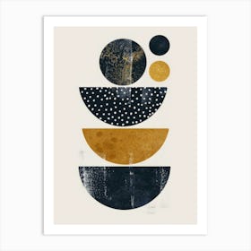 Gold And Black Circles Art Print