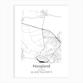 Hoogland,Netherlands Minimalist Map Art Print