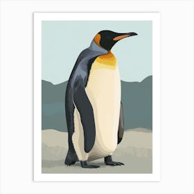 Emperor Penguin Gold Harbour Minimalist Illustration Illustration 2 Art Print