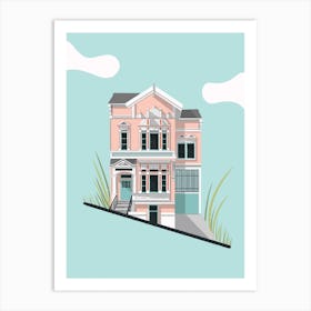 Cute Pastel Town House Art Print