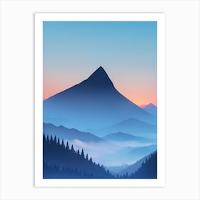Misty Mountains Vertical Composition In Blue Tone 116 Art Print
