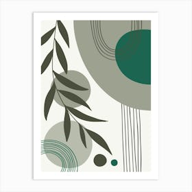 Boho Wall Art Print Sage Green Abastract Flat Scandi Design A Art Print