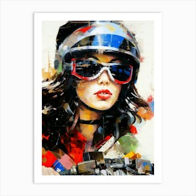 Woman Riding A Motorcycle Art Print