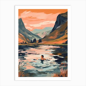 Wild Swimming At Buttermere Cumbria 3 Art Print