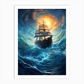 Sailing Ship In The Ocean 1 Art Print