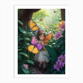 Dreamshaper V7 Adventures Together Butterfly Guided Cute Lily 1 Art Print