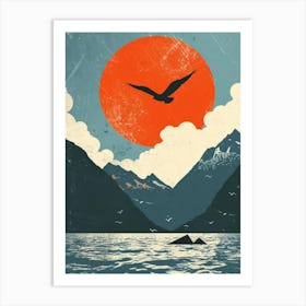 Seagull Flying Over Mountains 1 Art Print