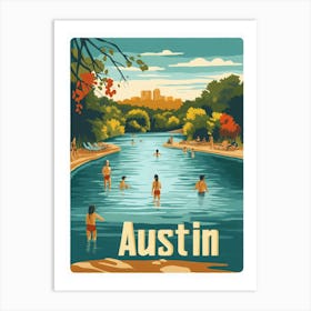 Aihrgdesign A 1970s Inspired Travel Poster For Austin Depicti 77bda500 8aba 4dd6 Bbbb 5f591743891b 3 Art Print