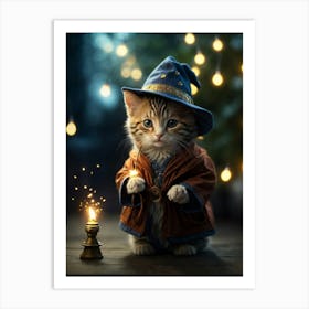 Kitty Wizard Art Print