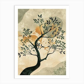 Banyan Tree Minimal Japandi Illustration 2 Art Print