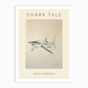 Vintage Smooth Hammerhead Shark Pencil Illustration 2 Poster Art Print