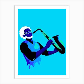 Jazzy Man Art Prints Illustration Blue Art Print