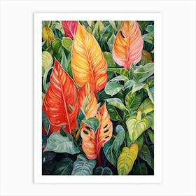 Tropical Plant Painting Chinese Evergreen 3 Art Print