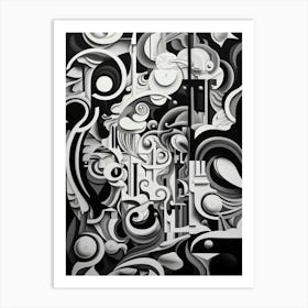 Symbiosis Abstract Black And White 8 Art Print