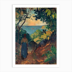 Woman Walking Along A Path Art Print