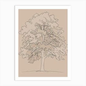 Oak Tree Minimalistic Drawing 3 Art Print