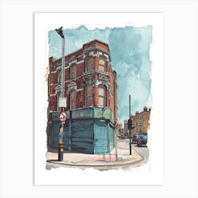 Hackney London Borough   Street Watercolour 12 Art Print