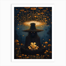 Witch With Mushrooms Art Print