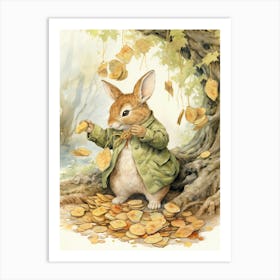 Bunny Fortune Luck Rabbit Prints Watercolour 2 Art Print