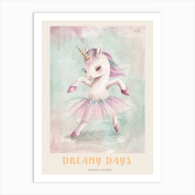 Pastel Unicorn Storybook Style In A Tutu 2 Poster Art Print