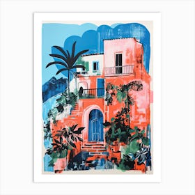 A House In Positano, Abstract Risograph Style 1 Art Print