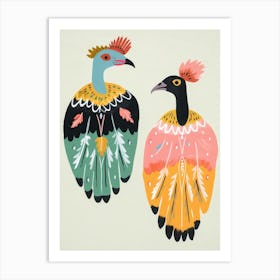 Folk Style Bird Painting Ostrich 1 Art Print