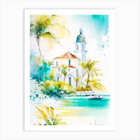 Turks And Caicos Islands Watercolour Pastel Tropical Destination Art Print