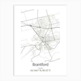 Brantford,Canada Minimalist Map Art Print