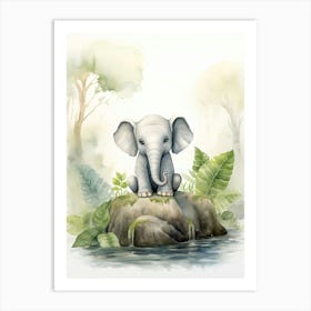 Elephant Painting Meditating Watercolour 3 Art Print