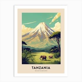 Mount Kilimanjaro Tanzania 1 Vintage Hiking Travel Poster Art Print