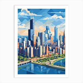 Chicago, Usa, Geometric Illustration 2 Art Print