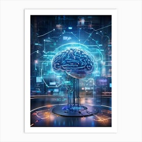 Abstract Digital Painting Of A Human Brain Neural Connections Resembling An Elaborate Circuit Its (2) Art Print